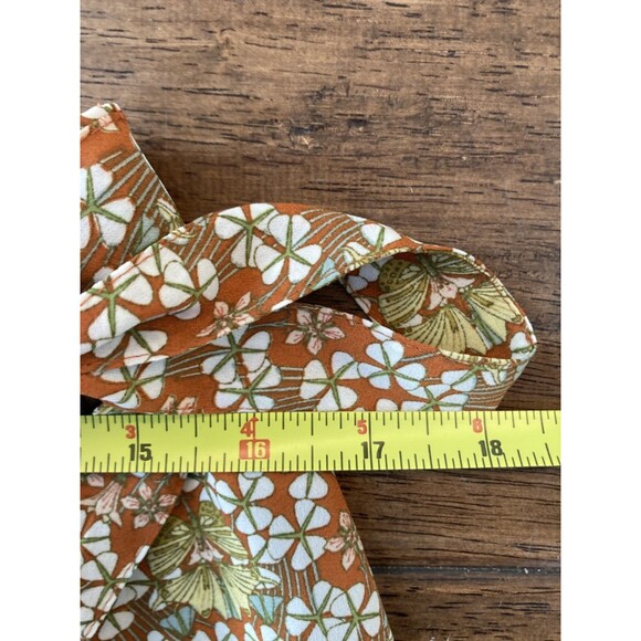 Max Studio Skirt Womens Large Orange Floral Midi Faux Wrap Hi Lo Ruffle Hem Boho - Picture 4 of 7